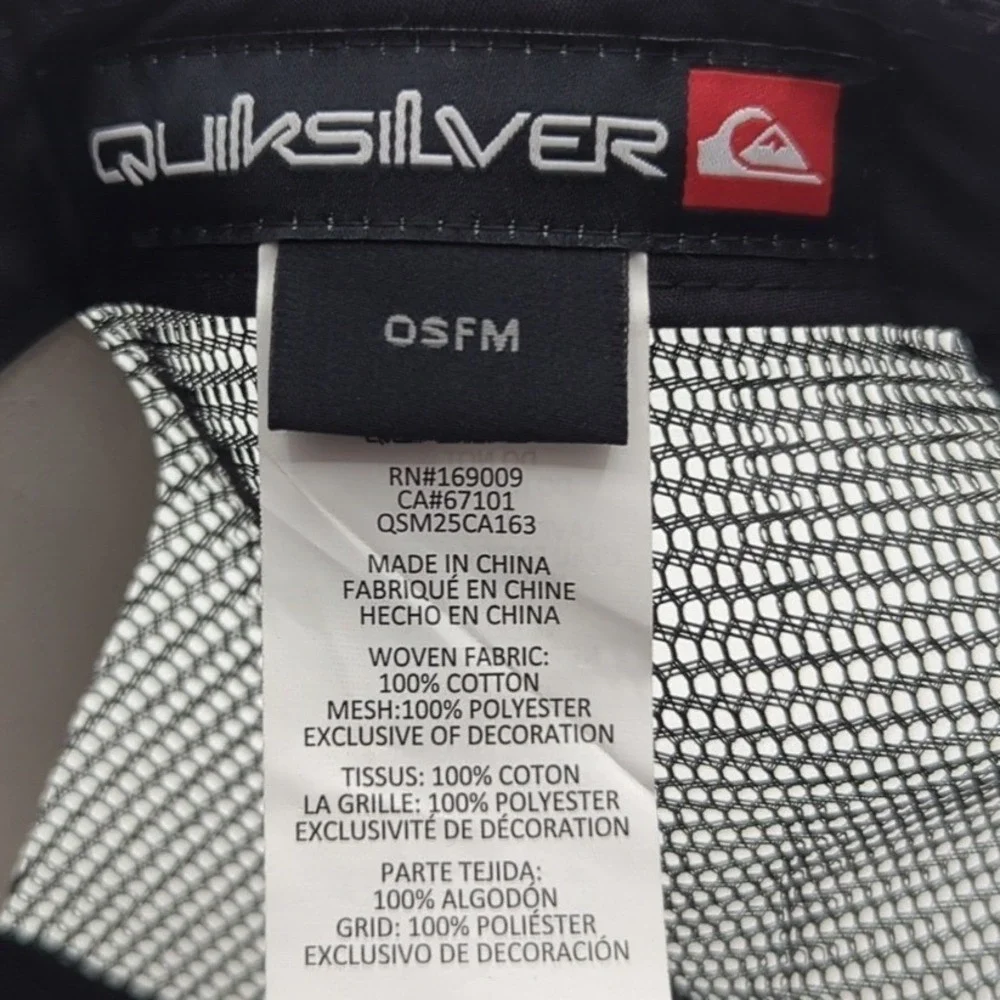 Quiksilver Boardriding Co Mens Black Mesh Trucker Hat Snapback Cap QSM25CA163